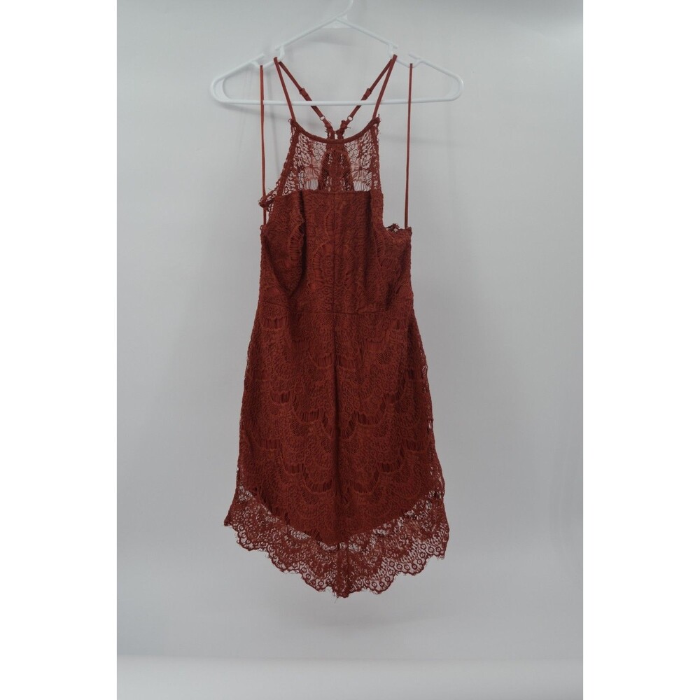 Free People Intimately Lace Dress Rust Strappy Back Boho Festival